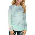 thumbnail image 1 of XADYUY Girls Long Sleeve T Shirts Size 7-8 Trendy Tie Dye Crewneck Shirts for Girls Winter Basic Girls Tops Trendy Girls Blouses 5-6 Years,Sky Blue, 1 of 6