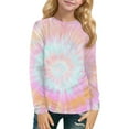 thumbnail image 1 of XADYUY Girls Long Sleeve Tops 10-12 Casual Tie Dye Crewneck Shirts for Kids Girls Fall Basic Top for Girls Loose Blouses for Girls 9-10 Years,Orange, 1 of 6