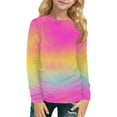 thumbnail image 1 of XADYUY Girls Long Sleeve Tops 7-16 Casual Tie Dye Crewneck Tee for Girls Fall Basic Top for Girls Cotton Girls Sweatshirts 5-6 Years,Hot Pink, 1 of 6