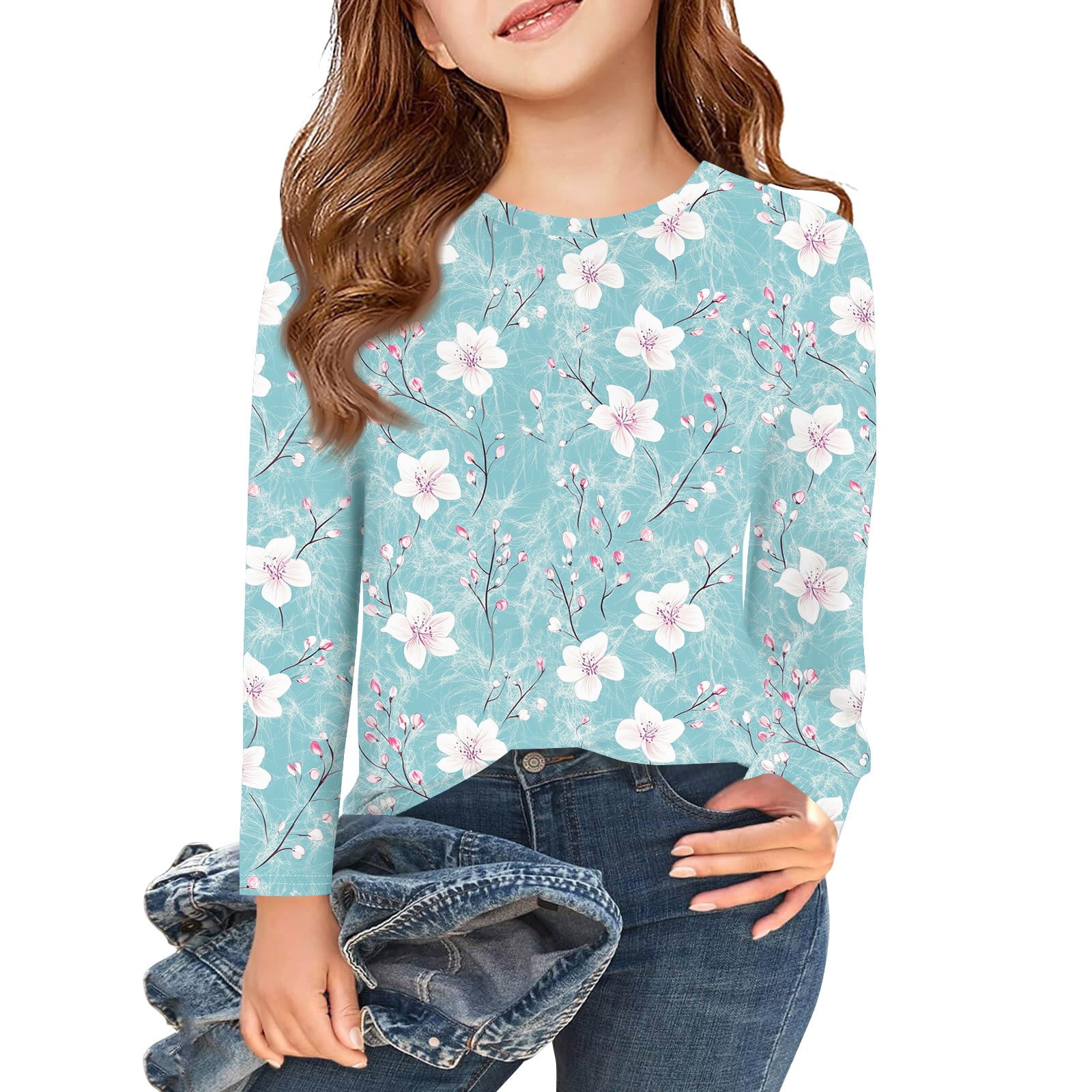 XADYUY Girls Long Sleeve Tops 7-16 Crewneck Fall T-Shirts