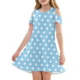 thumbnail image 1 of XADYUY Girls Sleeveless Dresses Casual A-Line Sleeveless Toddler Skater Polka Dot Basic Crew Neck Swing kids sundresses girls 4-16,Light Blue 13-14 Years, 1 of 6