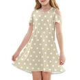 thumbnail image 1 of XADYUY Girls Sleeveless Summer Dress Kids Casual A-Line Sleeveless T-Shirt Dress for School Polka Dot Crew Neck Swing Holiday kids sundresses girls 4-16,Beige 4-5 Years, 1 of 6