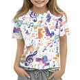 thumbnail image 1 of XADYUY Girls Tshirts Crewneck Short Sleeve Music Notation Graphic Tee Tops Girls Summer Casual Cotton Cartoon Tshirts Toddler Cute Girls Blouse 1-2 Years,Purple, 1 of 5