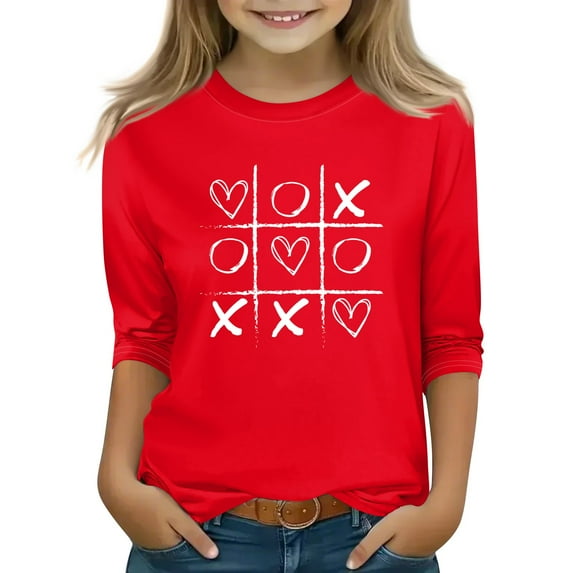 XADYUY Girls Valentines Day Shirts 14-16 Valentines Day Shirts 3/4 Sleeve Cute XXX Love Heart Graphic Tees Crew Neck Lightweight Tee Tops Funny Holiday Valentines Day T-Shirt,Beige