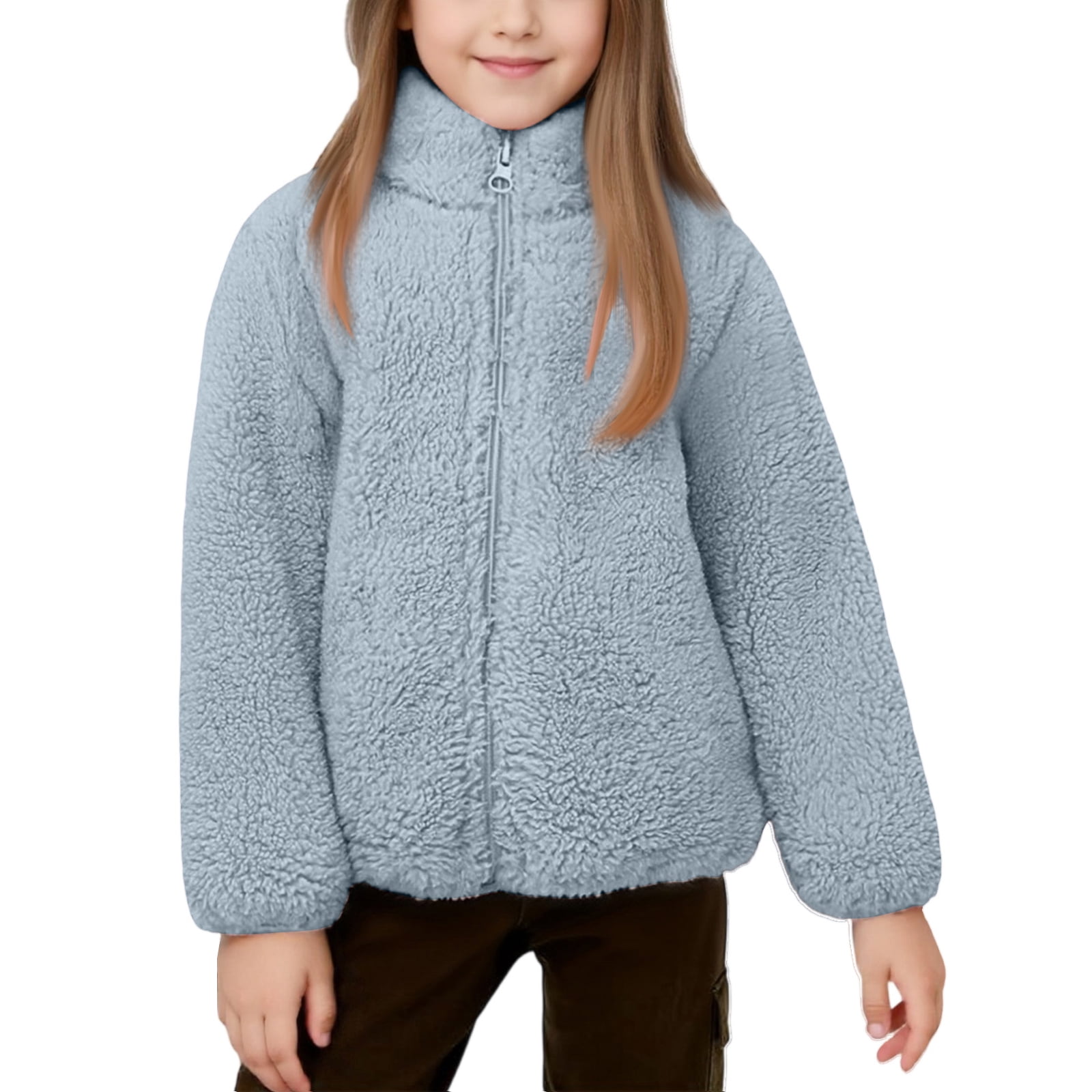 XADYUY Girls Fleece Jacket Size 7-8 Zip Up Sherpa Fleece Girls