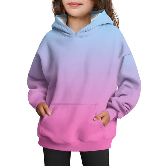 XADYUY Hoodies for Girls 14-16 Cute Gradient Hooded Sweatshirts for Girls Preppy Long Sleeve Girls Pullover Sweatshirt Baggy Winter Sweaters for Teens with Pocket,2-3 Years