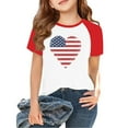 thumbnail image 1 of XADYUY Independent Shirts for Girls Kids 4th Of July American Flag Love Heart Graphic Tee Tops Crew Neck Raglan Sleeve Shirts Dressy Patriotic T-Shirt for Toddler 3-4 Years,Dark Blue, 1 of 5
