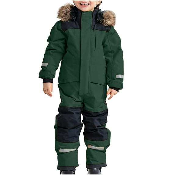 XADYUY Kids Snow Suits Size 4-18 One Piece Snowsuits 2025 Fleece Waterproof Windproof Jumpsuits Winter Warm Outdoor Outdoor Overalls Ski Suits,10-11Years,Green