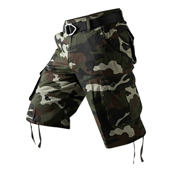 XADYUY Mens Cargo Shorts Stretch Flex Camo Parachute Cargo Shorts with Multi-Pockets Cotton Durable Work Shorts Military Hiking Shorts for Men,Green