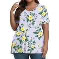 thumbnail image 1 of XADYUY Plus Size Tshirts for Women Fashion Sexy Plus Size Tops Floral Print Womens V Neck Tunic Short Sleeve Tops Dressy Casual Tshirt Women Loose Fit Clothes,L Light Blue, 1 of 4