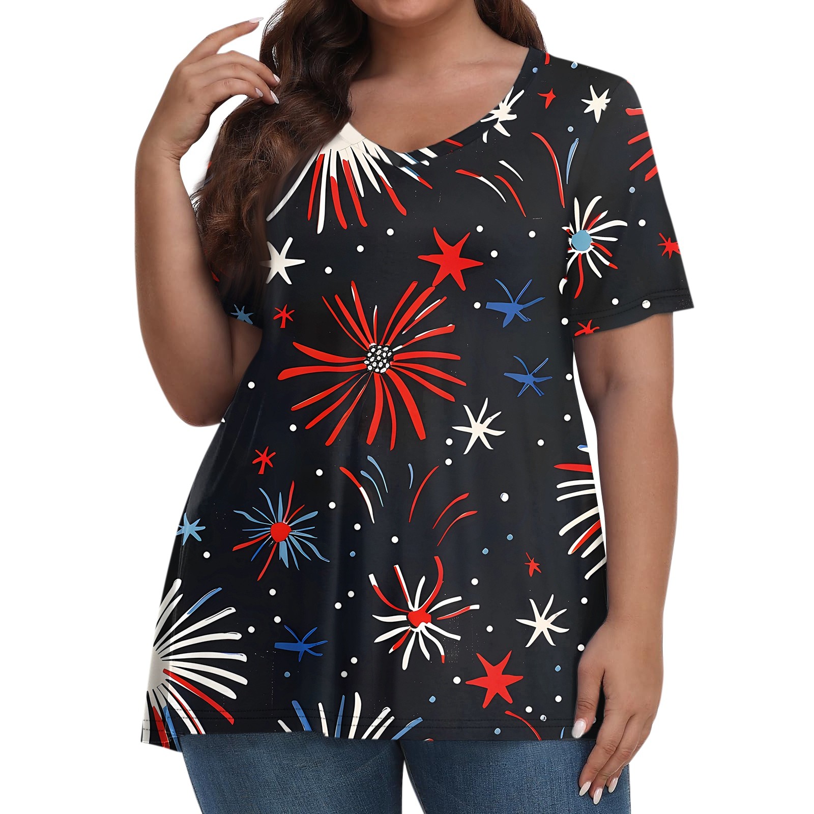 TIYOMI Plus Size Women's V-Neck Henley Tunic Top - Short Sleeve Leopard Cheetah Heart Graphic Tee - Size X-Large