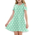 thumbnail image 1 of XADYUY Polka Dot Dresses for Girls 10-12 Casual A-Line Sleeveless Toddler Skater Cute Twirl Crew Neck Swing Tshirt Dress Girls,Light Green 13-14 Years, 1 of 6