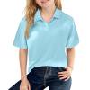 XADYUY Polo Shirts for Girls Toddler Short Sleeve Polo Shirts Button Down Solid Color Uniform Shirts for Girls Soft Collared Athletic Tops for Girls,7-8 Years Light Blue