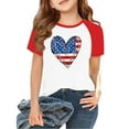 thumbnail image 1 of XADYUY Raglan Sleeve Shirts for Toddler Girls Raglan Sleeve Patriotic Shirts 4th Of July T Shirt Crew Neck American Flag Love Heart Print Tshirt Independent Day Tees 2-3 Years,White, 1 of 5