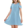 thumbnail image 1 of XADYUY Summer Dress for Girls 7-8 Casual A-Line Sleeveless T-Shirt Dress for School Solid Color Twirl Crew Neck Swing kids sundresses girls 4-16,Light Blue 4-5 Years, 1 of 6