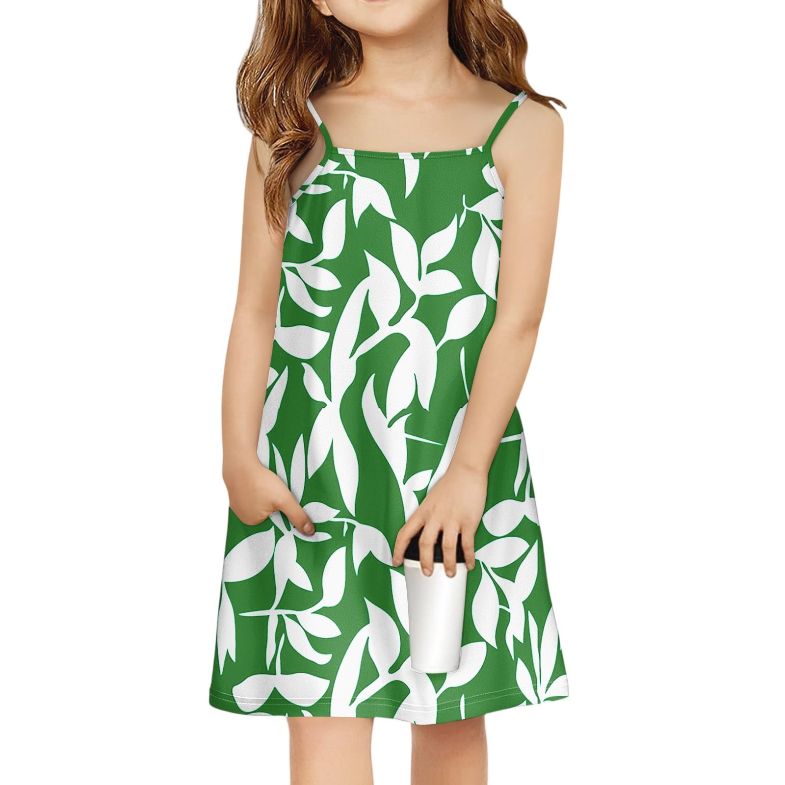 XADYUY Summer Dress for Girls 7-8 Casual Spaghetti Strap Sleeveless ...