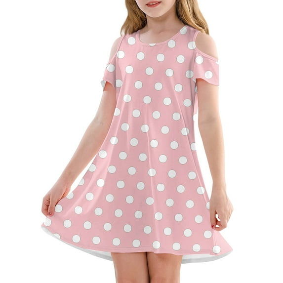 XADYUY Summer Dress for Girls Casual A-Line Sleeveless Toddler Skater Polka Dot Twirl Crew Neck Swing kids sundresses girls 4-16,Pink 11-12 Years
