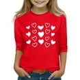 thumbnail image 1 of XADYUY Valentines Day Shirts for Teen Girls Valentines Day Crew Neck Shirts Cute Love Heart Graphic Tshirt 3/4 Length Sleeve Lightweight Tops Funny Party Valentines Day Tees,Deep Red, 1 of 4