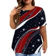 thumbnail image 1 of XADYUY Women Plus Size Tops 4x-5x Trendy 4th Of July Stars Stripes Graphic T Shirt Casual Crewneck Short Sleeve T-Shirt Independent Day Patriotic Tunic Tops,4XL Wine, 1 of 5