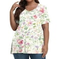 thumbnail image 1 of XADYUY Women's Plus Size Tops Fashion Plus Daisy Floral Top V Neck Plus Size Tunic Tops Short Sleeves Dressy Casual Blouses Loose Fit Clothes for Women,3XL White, 1 of 4