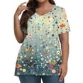 thumbnail image 1 of XADYUY Womens Plus Size Summer Tops 2024 Sexy Short Sleeve Tunics Shirts Daisy Floral Graphic Tees V Neck Tshirts Dressy Casual Clothes for Women,2XL Mint Green, 1 of 4