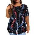 thumbnail image 1 of XADYUY Womens Plus Size Summer Tops 4th Of July Stars Stripes Print Tunic Shirts Sexy Crew Neck Short Sleeve T-Shirt Independent Day Patriotic Tunic Tops,5XL Navy, 1 of 5