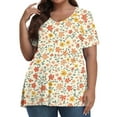 thumbnail image 1 of XADYUY Womens Plus Size Summer Tops 4x-5x Women's 4x Tops and Blouses V Neck Short Sleeve Plus Top Daisy Floral Print Dressy Casual Blouses 5x Women Plus Size Clothing,5XL Saffron, 1 of 4