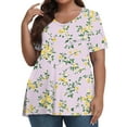 thumbnail image 1 of XADYUY Womens Plus Size Tops 4x-5x Sexy V Neck T Shirts Floral Graphic Tees Short Sleeve Shirts Large Casual Outfits for Women,3XL Light Purple, 1 of 4