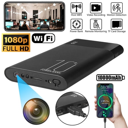 XAEIOW Power Bank Camera 1080p Surveillance Camera with Motion Detection, Black