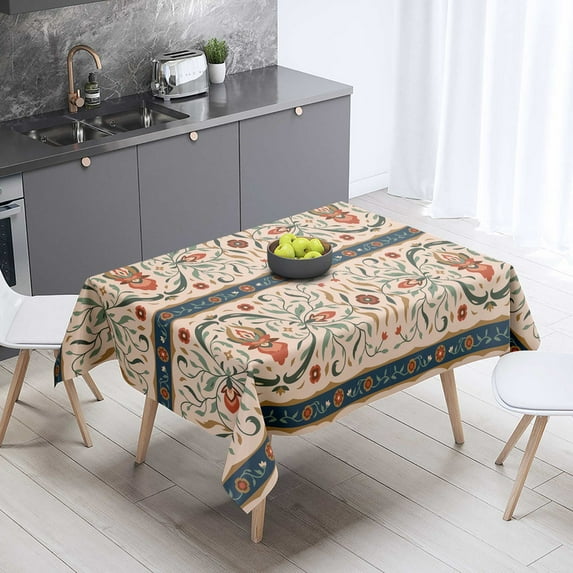 XAJAT 54‘‘x54'' Plants Prints Rectangle Tablecloth, Cotton Linen Table Covers