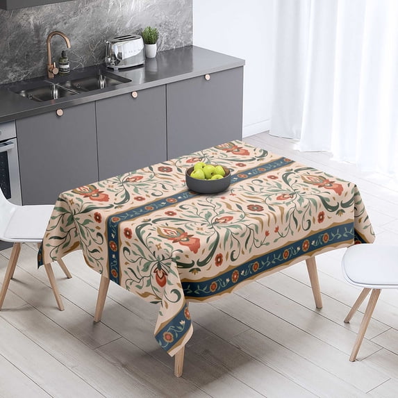 XAJAT 60‘‘x102'' Plants Prints Rectangle Tablecloth, Cotton Linen Table Covers