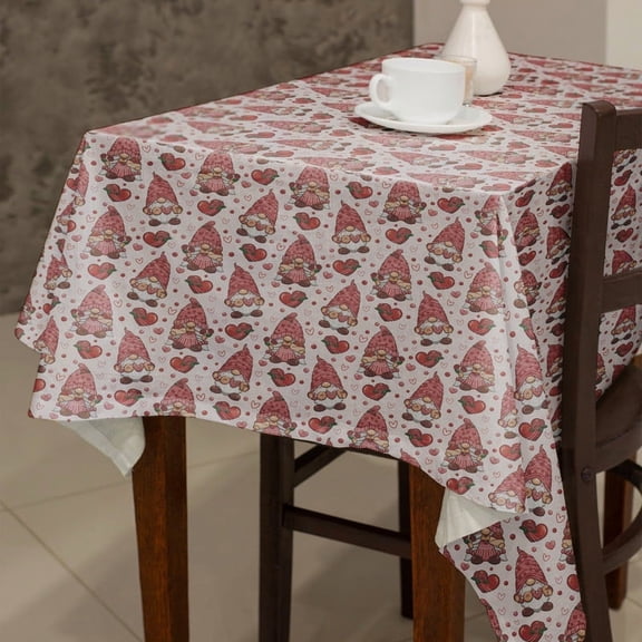 XAJAT 70‘‘x108'' Pink Rectangle Tablecloth, Cotton Linen Table Covers With Cartoon Prints