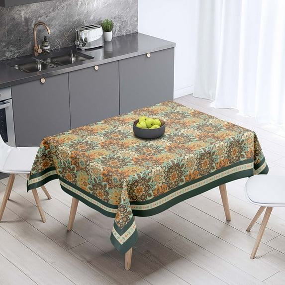 XAJAT 70‘‘x120'' Seamless Flowral Prints Rectangle Tablecloth, Cotton Linen Table Covers