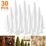 XALMERIQ 30 Pcs Foam Cones for Crafts, 3-10 Inch Assorted Sizes, White Polystyrene Foam Trees for Christmas, Gnomes, Table Centerpieces & Holiday Decor