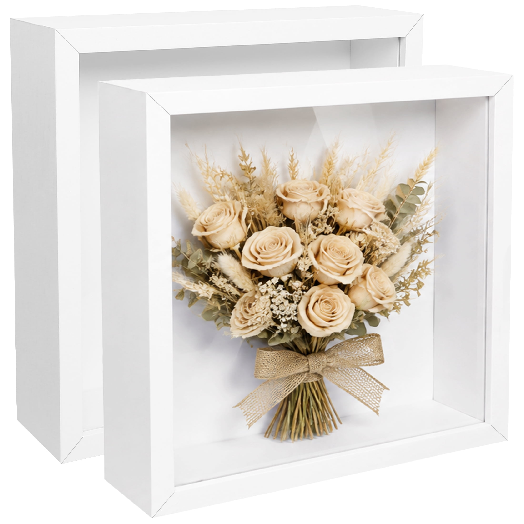 XALMERIQ 8 x 8 Shadow Box Frame Display Case, 2 Pack Wood Deep Picture ...