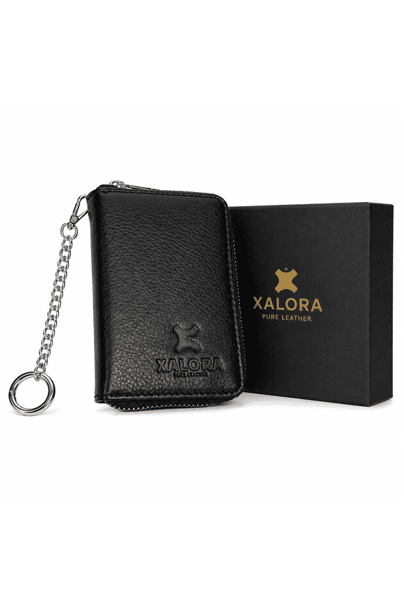 Women's RFID Blocking Card Wallet – Compact Zippered Credit Card Case with Keychain, Slim Portable Design