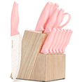 thumbnail image 1 of Xanapon 13-Piece Knife Set for Kitchen, Built-in Sharpener Block, German Stainless Steel, Dishwasher Safe, Pink, 1 of 9
