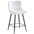 thumbnail image 1 of Xander 26" Mid-Century Faux Leather & Metal Counter Stools in White (Set of 2), 1 of 8
