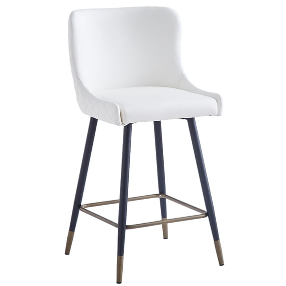 Xander 26" Mid-Century Faux Leather & Metal Counter Stools in White (Set of 2)