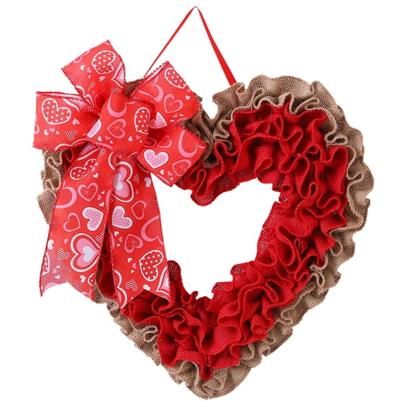 XANSHE Hot Sale Valentine'S Day Wreath Heart Shaped Wreath forFront Door Decorations Ornaments Love Hanging Garland Wedding Home Decor Pink forYour Loved One.