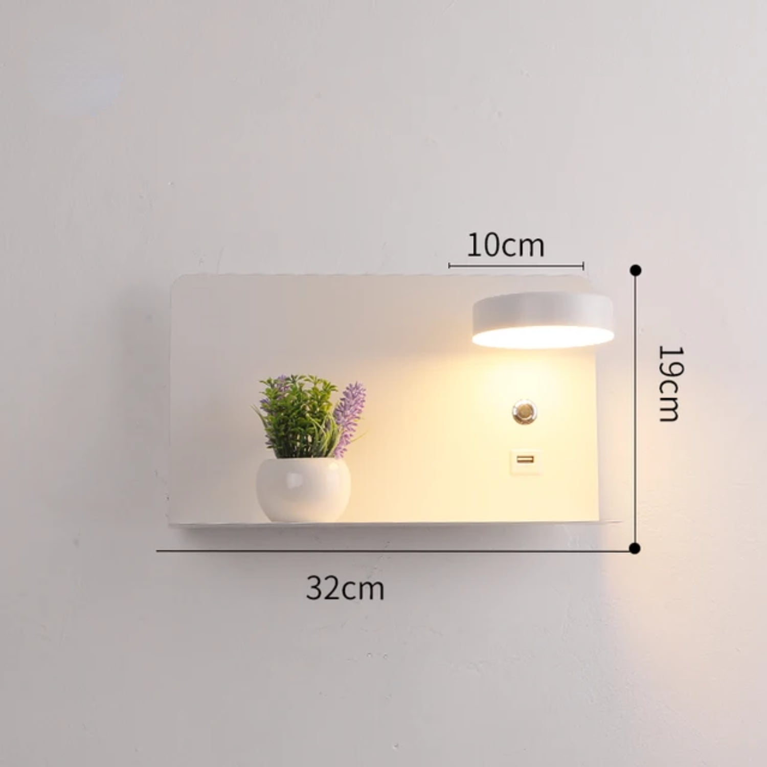 XAOCENH Bedroom LED Wall Lights With Switch 5V 2.1A USB Charging