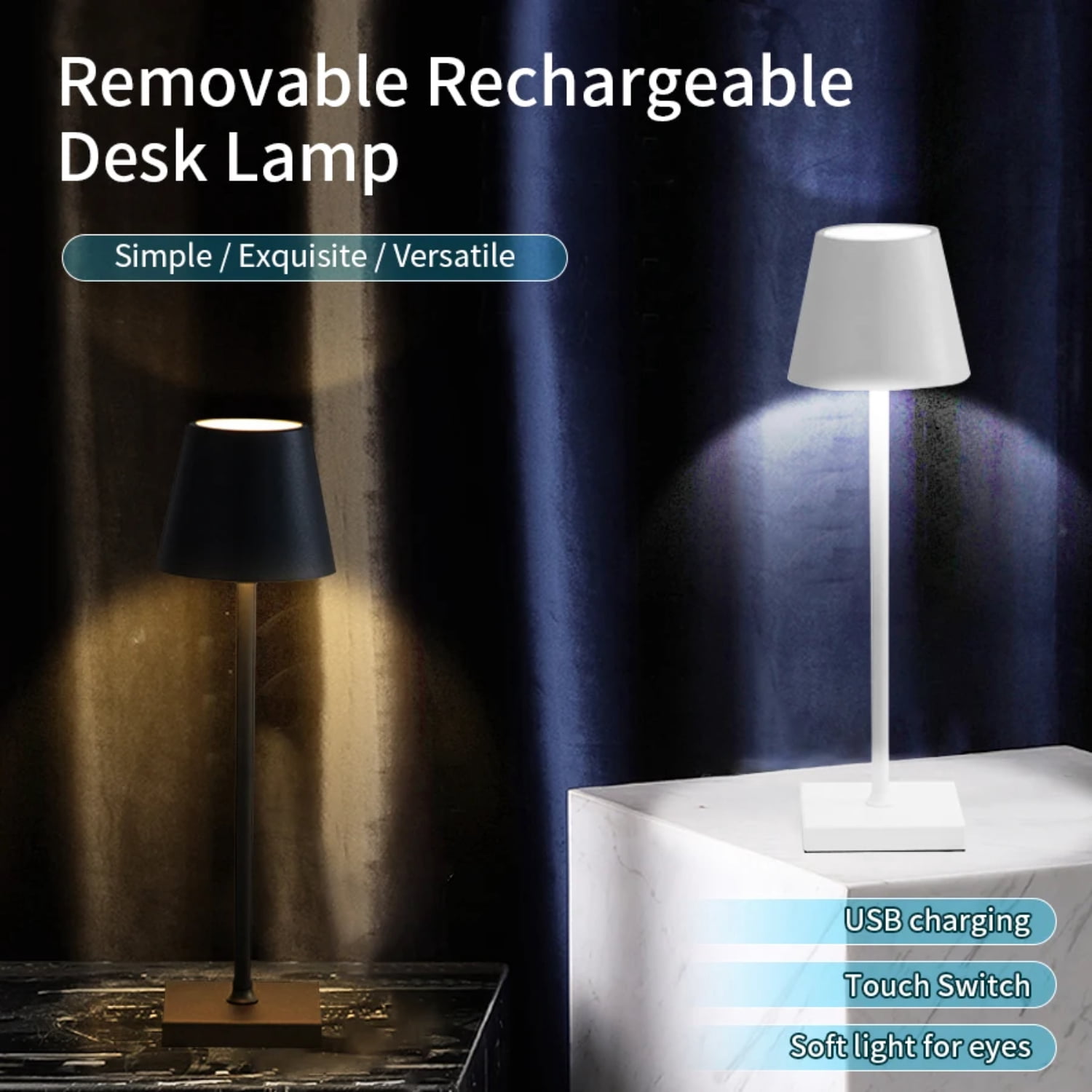 XAOCENH LED Desk Lamp Usb Rechargeable Table Lamp  Restaurant Ambiance Wireless  Lamps Waterproof Led Lights  Hotel Bedroom