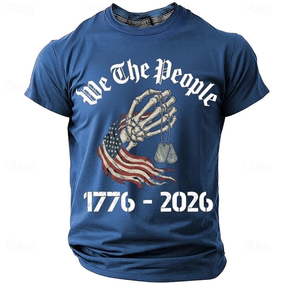 XAOFW 250th Anniversary T Shirt For Man Crewneck Casual Tee Everyday Comfort Short Sleeve T-Shirts Holiday Party Cozy Tops