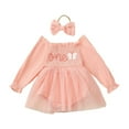 thumbnail image 1 of XAOFW Baby Bodysuit Girls Long Sleeve O-Neck Lace Ruffle Tutu Layering Outfit Basic Toddler Dress Up Soft Cozy Casual Daily Wear Rompers, 1 of 3