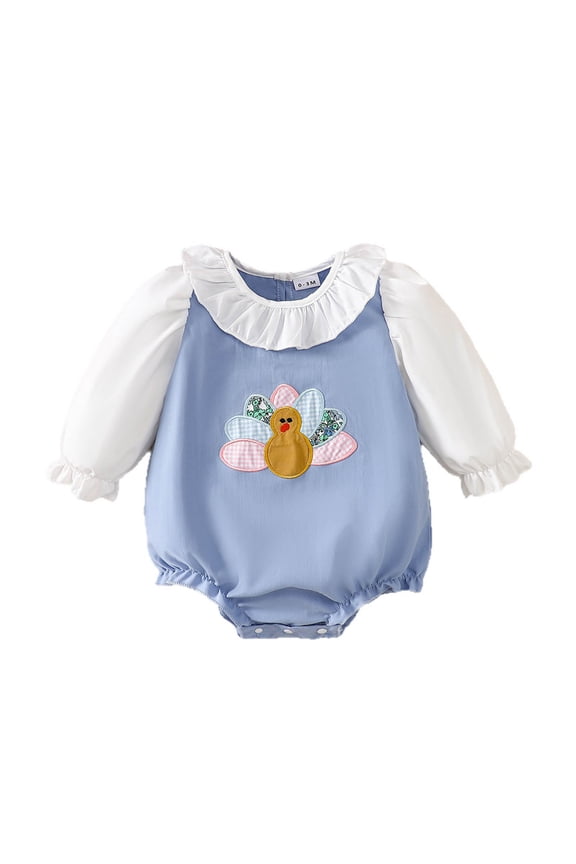 Baby Bodysuit Girls Long Sleeve Thanksgiving Day Romper Clothes Turkey Graphic O-Neck Soft Cozy Casual Daily Wear Rompers