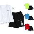 thumbnail image 1 of XAOFW Baby Boy Outfits Short Sleeve Letter T Shirt Shorts Kids Toddler Summer Sport Breathable Clothes Sets 5-6 Years, 1 of 3