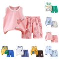 thumbnail image 1 of XAOFW Baby Boy Outfits Sleeveless Cartoon Print Tank Tops Shorts Kids Summer Casual Cute Clothing Sets 3-9 Months, 1 of 4