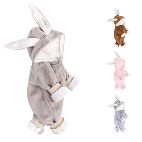 XAOFW Baby Girl Boy rompers Cute Solid color Long Sleeves Cartoon Ear Footed Hooded Zipper Romper Warm fuzzy Jumpsuit trendy One-Pieces 0-3 Months