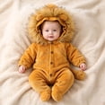 thumbnail image 1 of XAOFW Baby Girls Romper Cute Animal Fuzzy Bodysuit Long Sleeve Button Front Hooded Jumpsuit Kids Fall Winter Casual Soft One-Pieces, 1 of 8