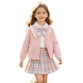 thumbnail image 1 of XAOFW Back To School Outfits For Girls Plaid Pleated Skirt Long Sleeve Shirts Cardigan Kids Summer Fall Comfortable Clothes Sets, 1 of 4